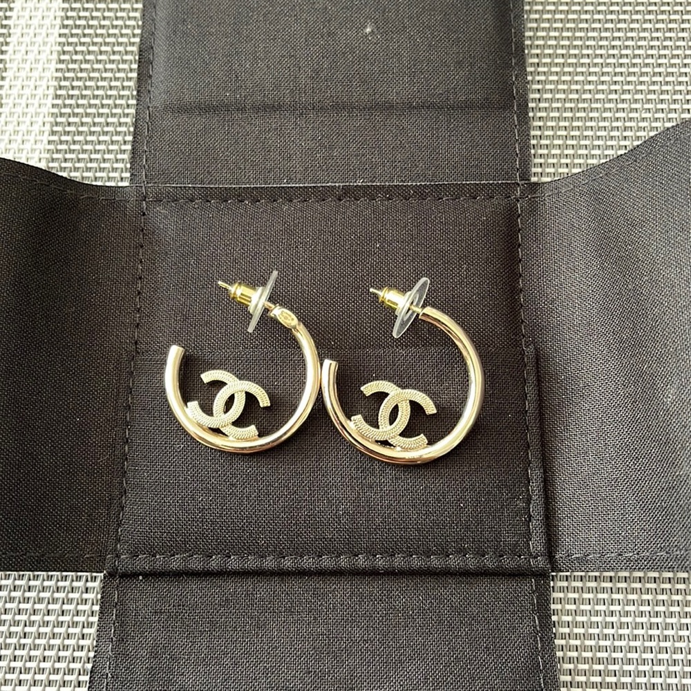 Champagne Gold Chanel Hoops